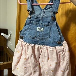 OshKosh B'gosh Denim and Pink Kids Overalls Dress